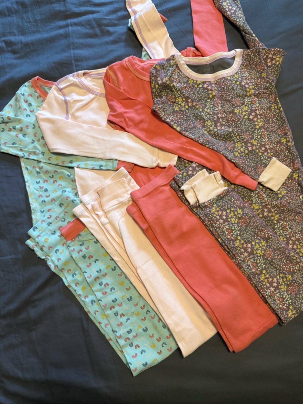 Pact Girls' Organic Cotton Pajamas. Set of 4 assorted colors/patterns.